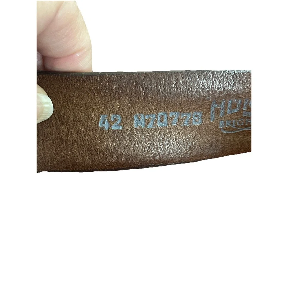 READ Men's Honest by Brighton Handcrafted Brown Animal Print Leather Belt Sz 42‎